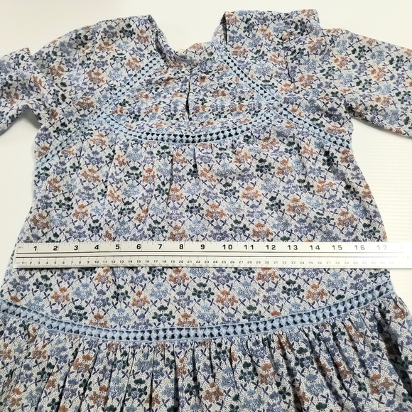 Anthropologie Holding Horses Blue Size 0 Floral Boho 3/4 Sleeve Short Dress - Picture 6 of 12